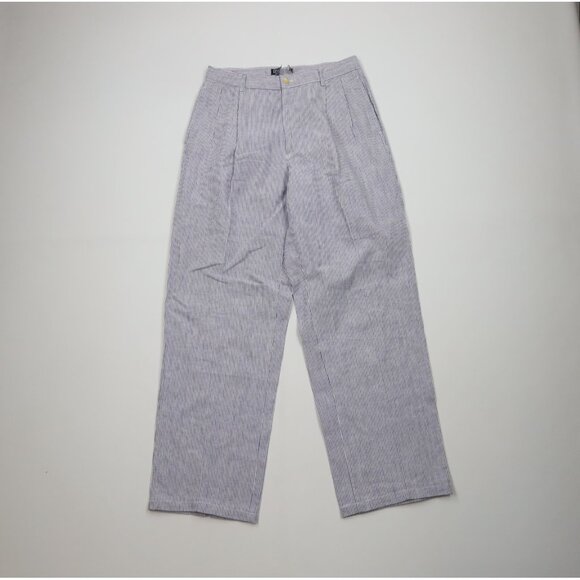 Vintage 70s 80s Ralph Lauren Mens 30x31 Hickory Striped Wide Leg Chino Pants USA